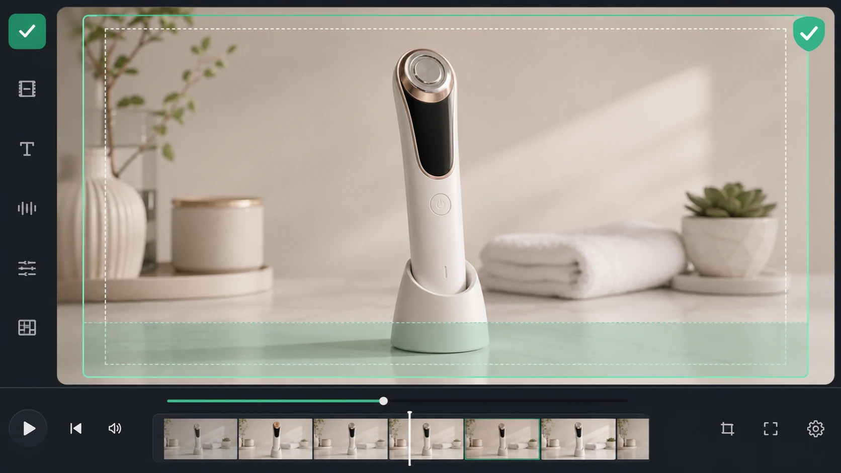 Clean product video frame ready for multilingual localization - UnmarkAI